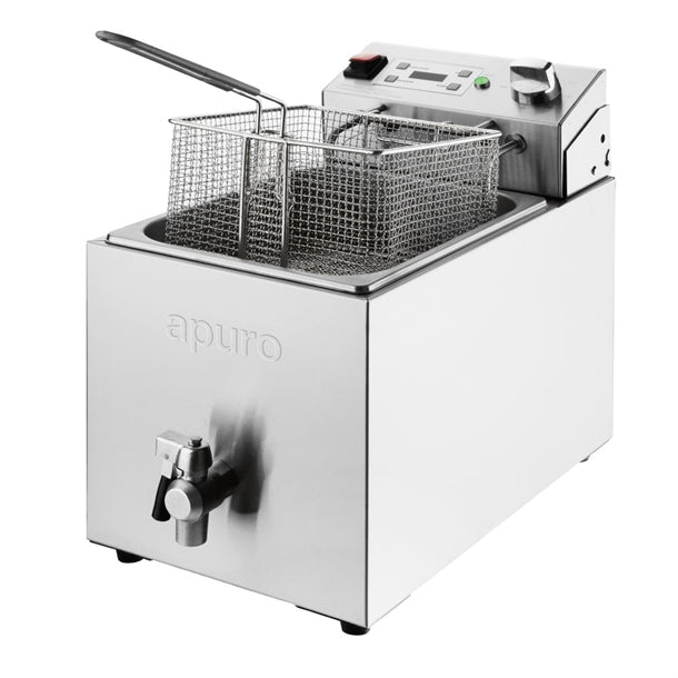 Apuro Single Tank Electric Fryer with Timer 8Ltr - 2.9kW | Oil Capacity: 8Ltr | Chip output: up to 8kg/hr