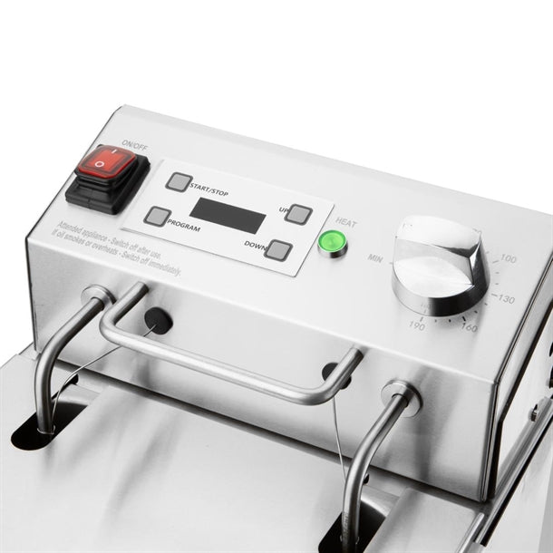 Apuro Single Tank Electric Fryer with Timer 8Ltr - 2.9kW | Oil Capacity: 8Ltr | Chip output: up to 8kg/hr