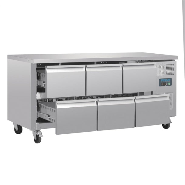 Polar U-Series Six Drawer Gastronorm Counter Fridge - 300W. Capacity: 6x1/1GN. R600a