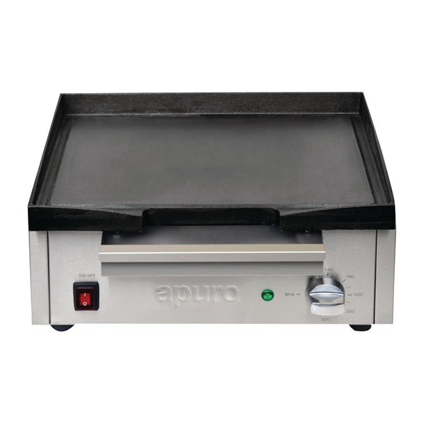 Apuro Cast Iron Countertop Electric Griddle - 1.8kW. Cooking area: 385x280mm