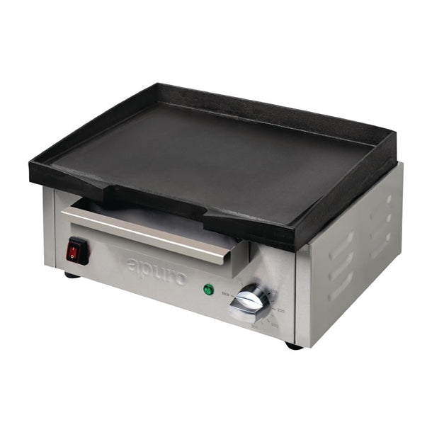 Apuro Cast Iron Countertop Electric Griddle - 1.8kW. Cooking area: 385x280mm