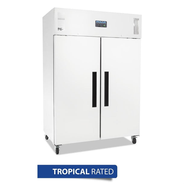 Polar G-Series 2 Door Upright Fridge 1200Ltr White - 450W. Total usable capacity: 770 Ltr. R290