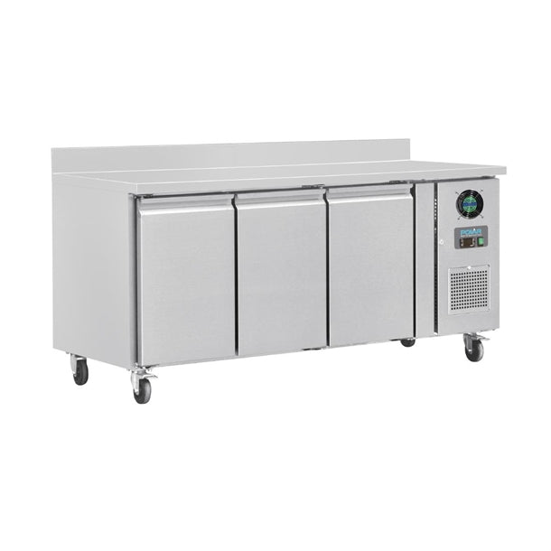 Polar U-Series Triple Door Counter Freezer with Upstand 417Ltr - 750W. Total usable capacity: 358 Ltr. R290