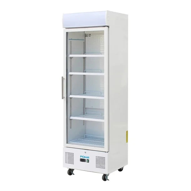 Polar G-Series Upright Display Fridge 368Ltr White - 340W. White finish. R600a