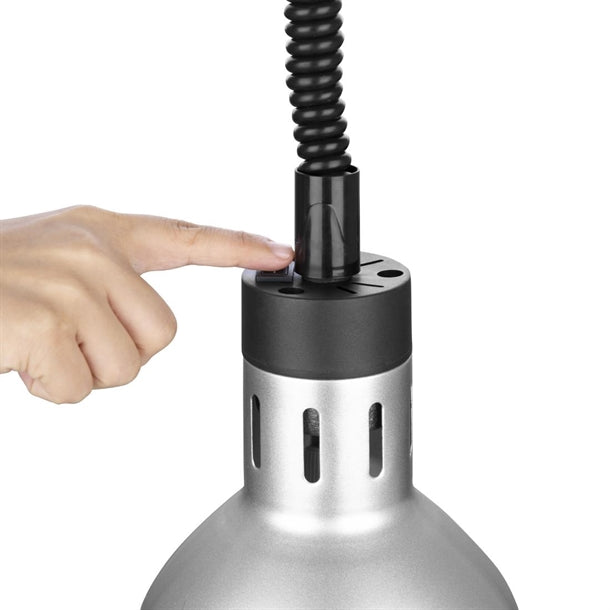 Apuro Retractable Heat Shade Silver Finish - 250W. Cord length: 280-1520mm