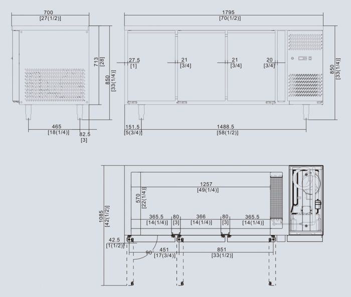 Atosa EPF3472 Two Door Under bench Freezer 450L 1795(W)