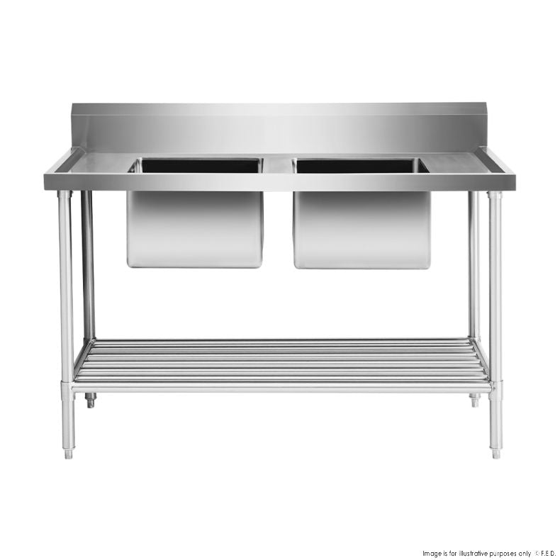 Modular System Double Centre Sink Bench with Pot Undershelf - DSB7-1500C/A