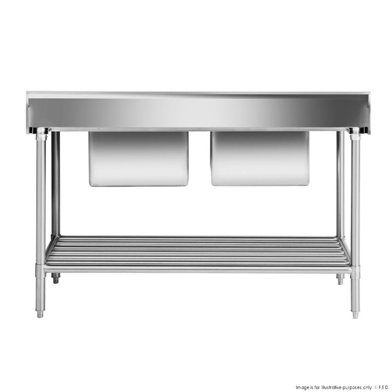 Modular System Double Centre Sink Bench with Pot Undershelf - DSB7-1500C/A