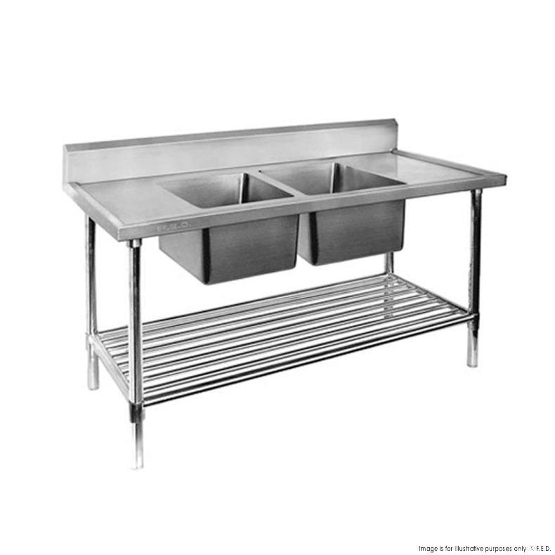 Double Centre Sink Bench with Pot Undershelf DSB7-1800C/A