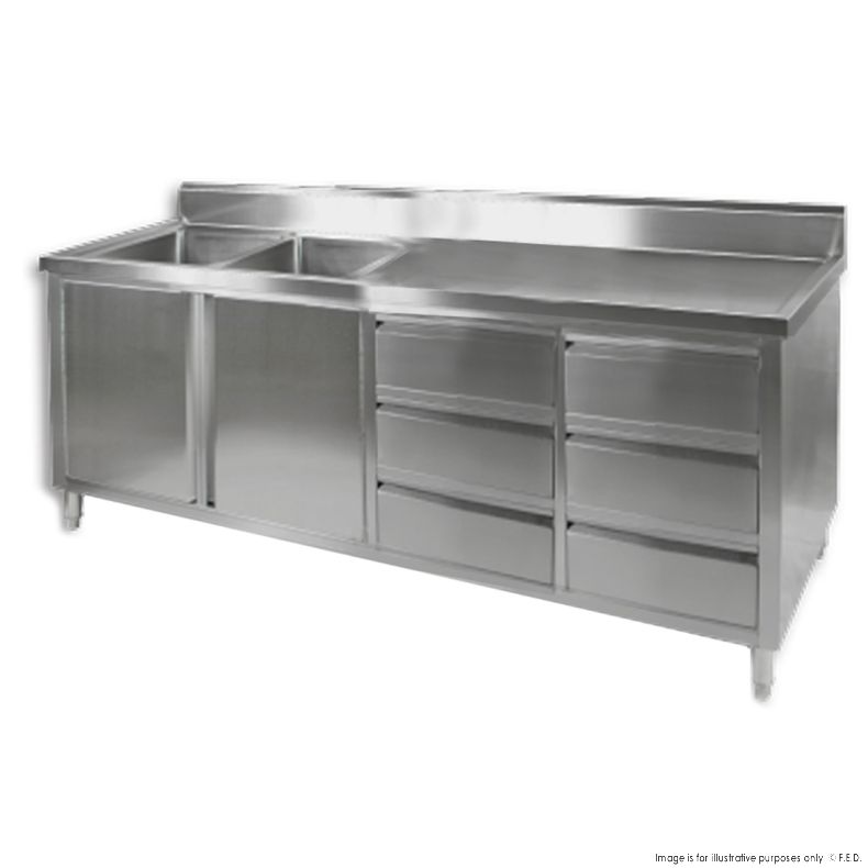 Modular Systems DSC-2100L-H KITCHEN TIDY CABINET WITH DOUBLE LEFT SINKS