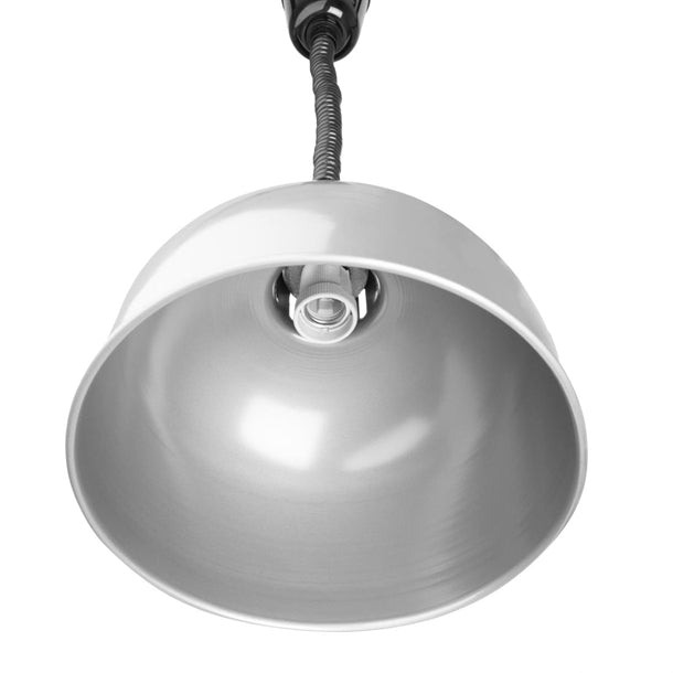 Apuro Retractable Dome Heat Lamp Silver 2.5kW - 250W. Cord length: 280-1520mm