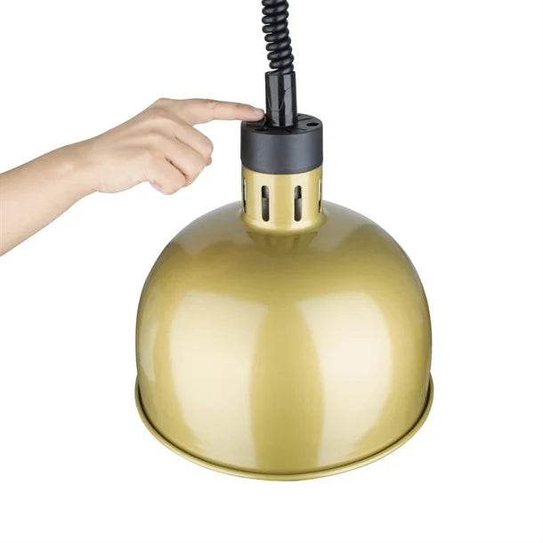 Apuro Retractable Dome Heat Shade Pale Gold Finish - 250W. Cord length: 280-1520mm
