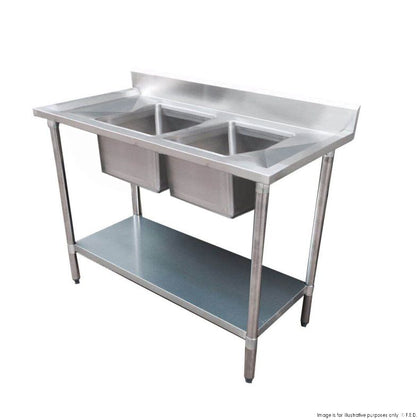 FED 1200-6-DSBC Economic 304 Grade SS Centre Double Sink Bench 1200x600x900