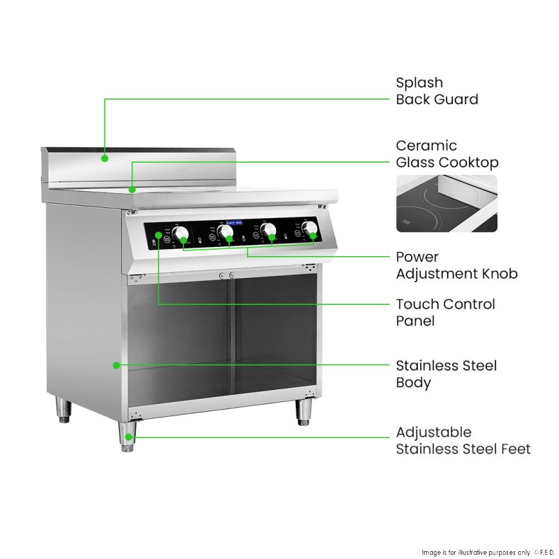 Electmax 700 Series Induction 4-Burner Cooker with Splashback EIC7-800P