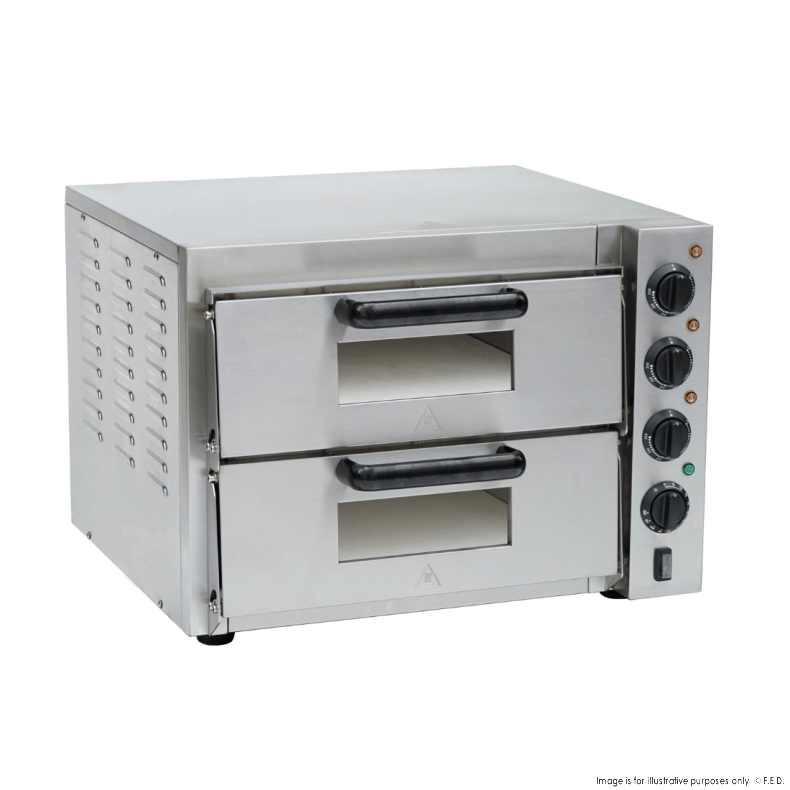BakerMax Compact Countertop Double Deck Electric Pizza Oven - EP-2T