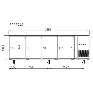 Atosa EPF3741 Two Door Glass Under Bench Fridge 560L