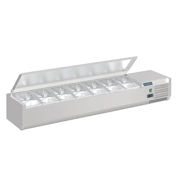 Polar FA855-A G-Series Countertop Prep Fridge with Lid 7x 1/4GN 1500W