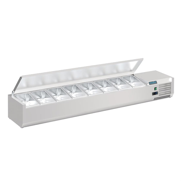 Polar G-Series Countertop Prep Fridge with Lid 8x 1/4GN - 122W. Capacity: 8x 1/4GN. R600a