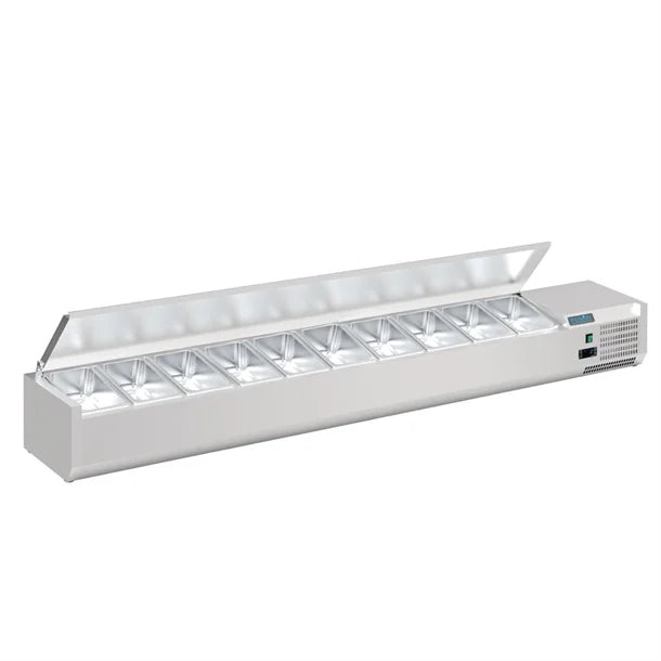 Polar G-Series Countertop Prep Fridge with Lid 10x 1/4GN - 122W. Capacity: 10x 1/4GN. R600a