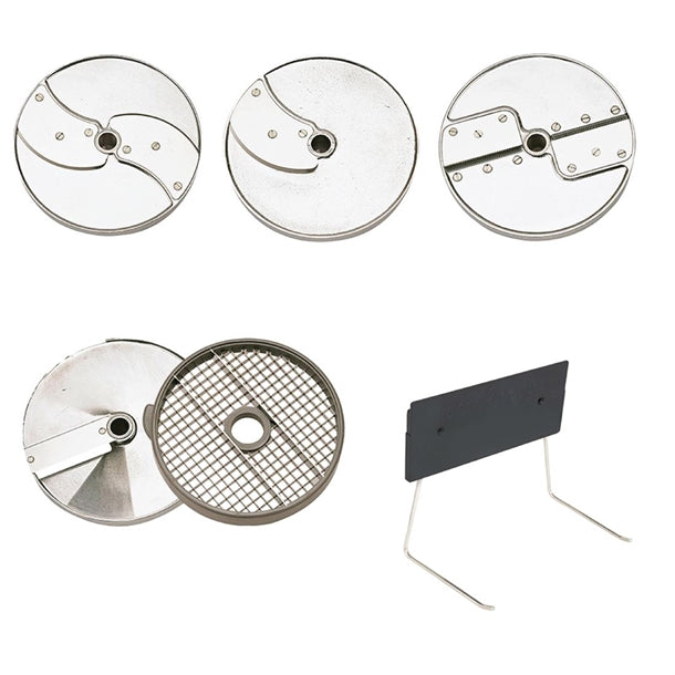 Robot Coupe Discs Restaurant and Cafe Pack, Includes 2mm slicer, 4mm slicer, 2.5mm julienne, 10mm dicing equipment and disc holder