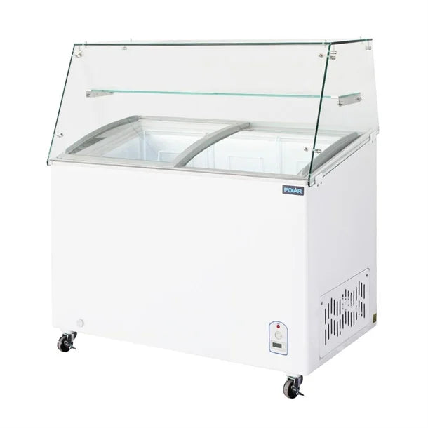 Polar G Series Display Chest Freezer 200Ltr with Glass Surround - 200W. Width: 953mm. R600a