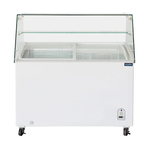 Polar G Series Display Chest Freezer 200Ltr with Glass Surround - 200W. Width: 953mm. R600a