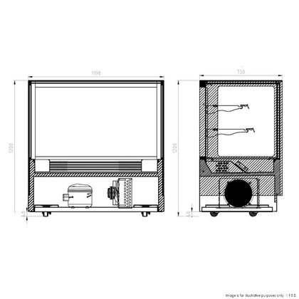 Bonvue Modern 2 Shelves Cake or Food Display - GAN-1200RF2 1200mmW