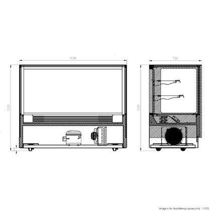 Bonvue Modern 2 Shelves Cake or Food Display - GAN-1500RF2 1500mmW