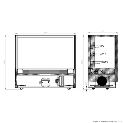 Bonvue Modern 3 Shelves Cake or Food Display - GAN-1500RF3 1500mmW