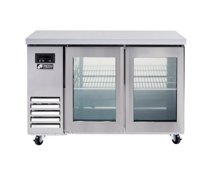 Fresh / FT-1200RG / Glass Two Door Underbench Fridge / 78kg,W1200xD700xH870