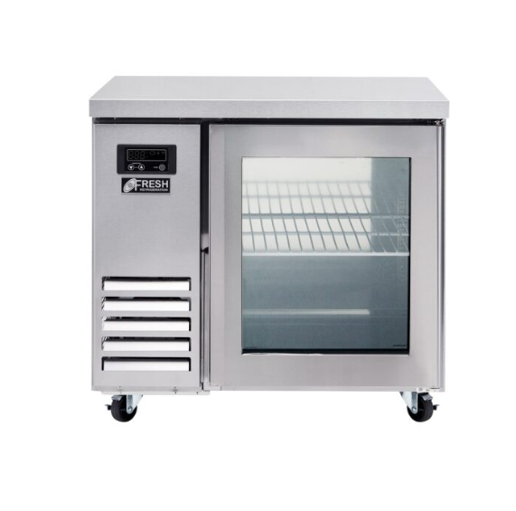 Fresh / FT-900RG / Glass Two Door Underbench Fridge / 70kg,W1800xD700xH870