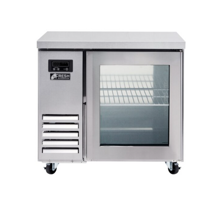 Fresh / FT-900RG / Glass Two Door Underbench Fridge / 70kg,W1800xD700xH870