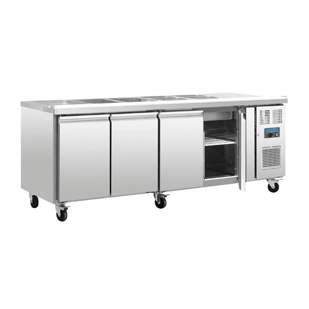 Polar 4 Door Counter Fridge - 300W. Capacity: 4x 1/1 GN. R600a