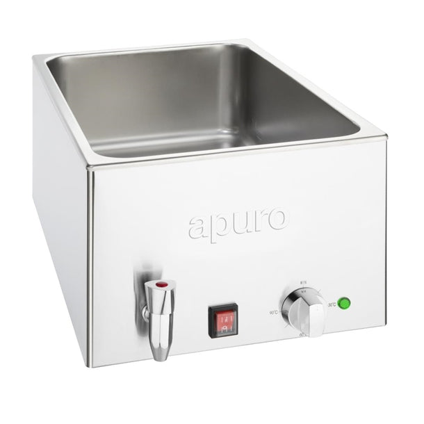 Apuro Bain Marie with Tap without Pans - 1.2kW Wet Heat with Drain Tap. Capacity: 1x GN 1/1