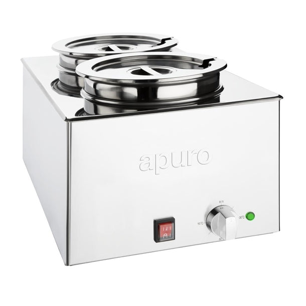 Apuro Bain Marie with Round Pots - 1.2kW. Wet Heat. Capacity: 2x 5.2Ltr Pots