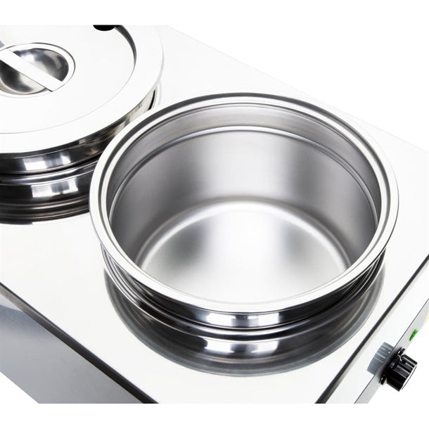Apuro Bain Marie with Round Pots - 1.2kW. Wet Heat. Capacity: 2x 5.2Ltr Pots