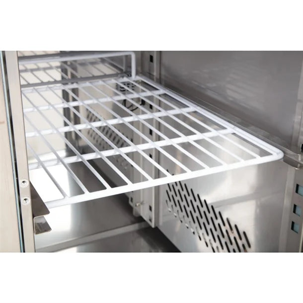 Polar U-Series Double Door Counter Fridge with Upstand 282Ltr - 350W | Total Usable Capacity: 205Ltr | R600a