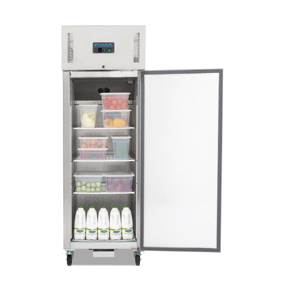 Polar G-Series Upright Fridge Stainless Steel 600Ltr - 300W. Total usable capacity: 376 Ltr. R600a
