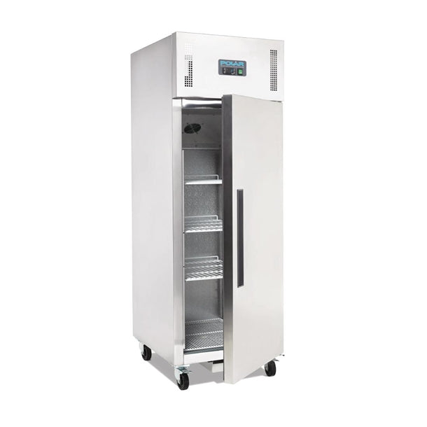 Polar G-Series Upright Fridge Stainless Steel 600Ltr - 300W. Total usable capacity: 376 Ltr. R600a
