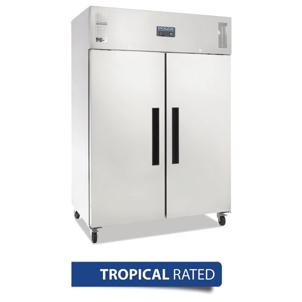 Polar G-Series 2 Door Upright Fridge 1200Ltr Stainless Steel - 450W. Total usable capacity: 770 Ltr. R290