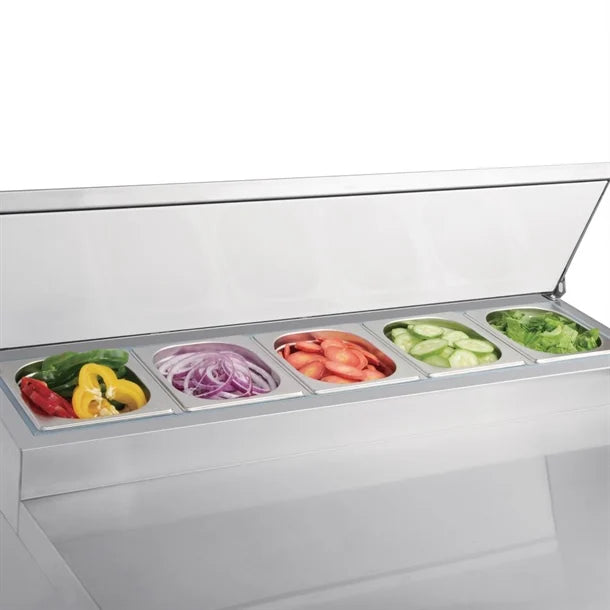 Polar G-Series Pizza Prep Counter Fridge 254Ltr - 155W. Stainless steel worktop. R600a