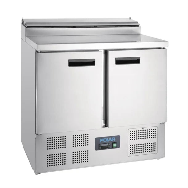 Polar G-Series Pizza Prep Counter Fridge 254Ltr - 155W. Stainless steel worktop. R600a