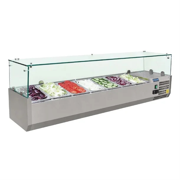 Polar G-Series Countertop Prep Fridge 7x 1/4GN - 150W. Capacity: 7x 1/4GN. R600a