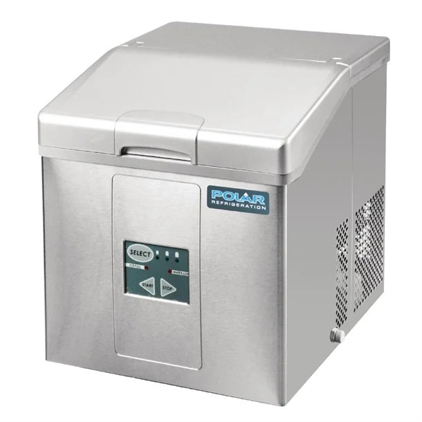 Polar C-Series Countertop Ice Machine 15kg Output - Bullet Ice. 110W. Manual fill. 2kg Storage. R600a