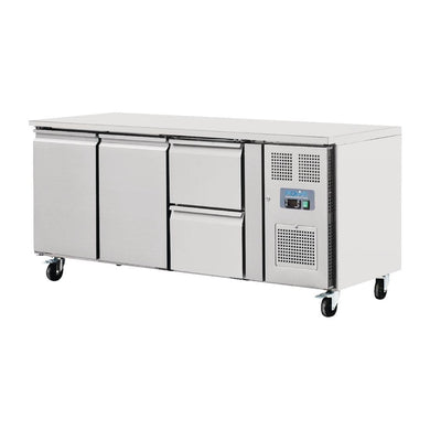 Polar U-Series 2 Door and 2 Drawer Counter Fridge 417Ltr - 350W. Total usable capacity: 242 Ltr. R600a