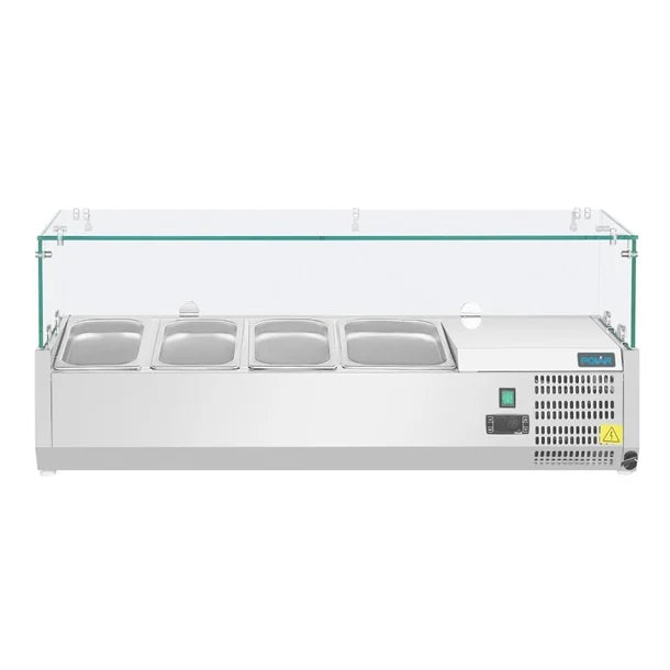 Polar G-Series Countertop Prep Fridge 3x 1/3GN & 1x 1/2GN - 150W. Capacity: 3x 1/3 + 1 x 1/2GN. R600a