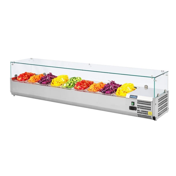 Polar G-Series Countertop Prep Fridge 9x 1/3GN - 230W. Capacity: 9x 1/3GN. R600a