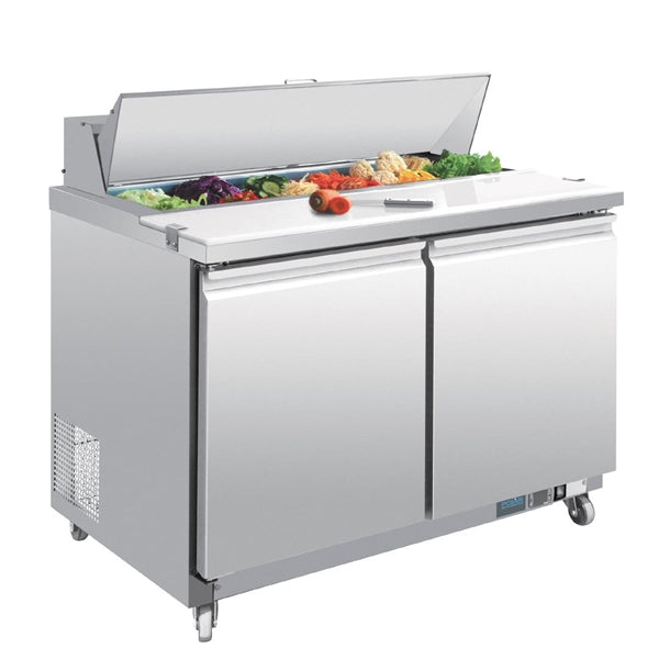 Polar U-Series Double Door Prep Counter Fridge 405Ltr - 300W. Capacity: 12x 1/6GN. R290