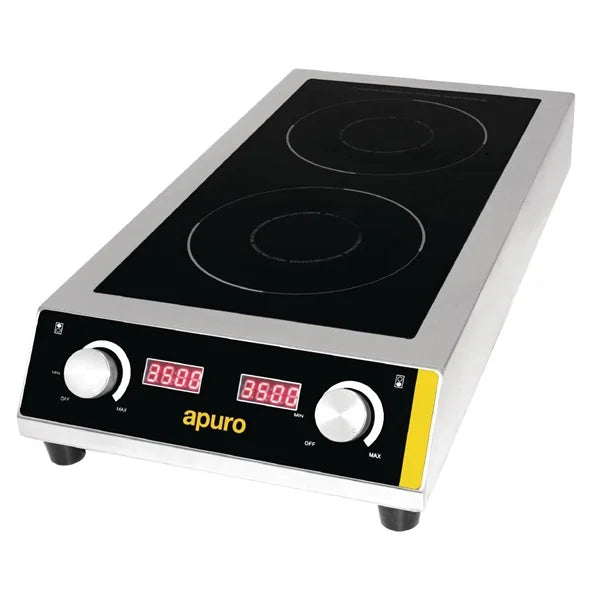 Apuro Heavy Duty Double Induction Hob 7kW - 7kW. Twin zone. Hardwired