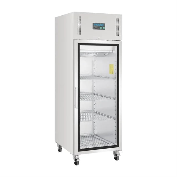 Polar G-Series Gastro Display Glass Door Fridge 600Ltr - Stainless Steel - 300W. Total usable capacity: 376 Ltr. R600a